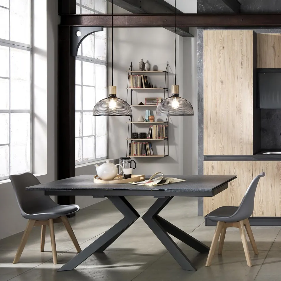 Spisestuestol i polypropylen og syntetisk læder 4 stk - Chira Viadurini