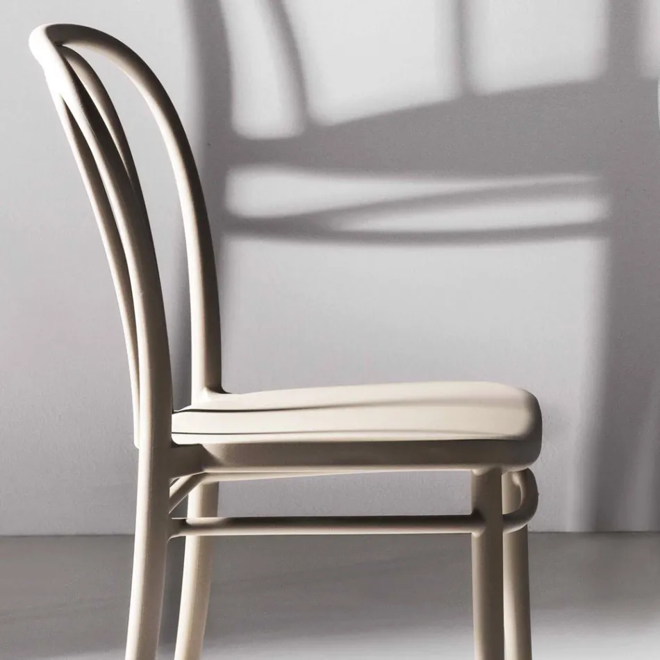 Spisestolstol i polypropylen, der kan stables op til 10 enheder, 4 stykker - Gaya Viadurini