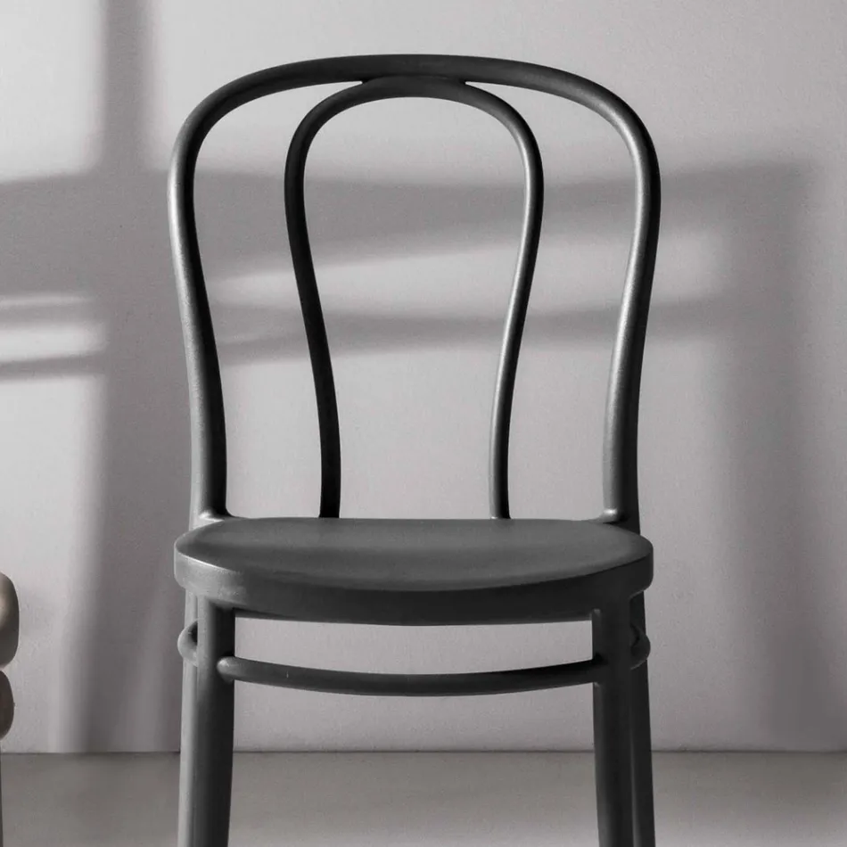 Spisestolstol i polypropylen, der kan stables op til 10 enheder, 4 stykker - Gaya Viadurini