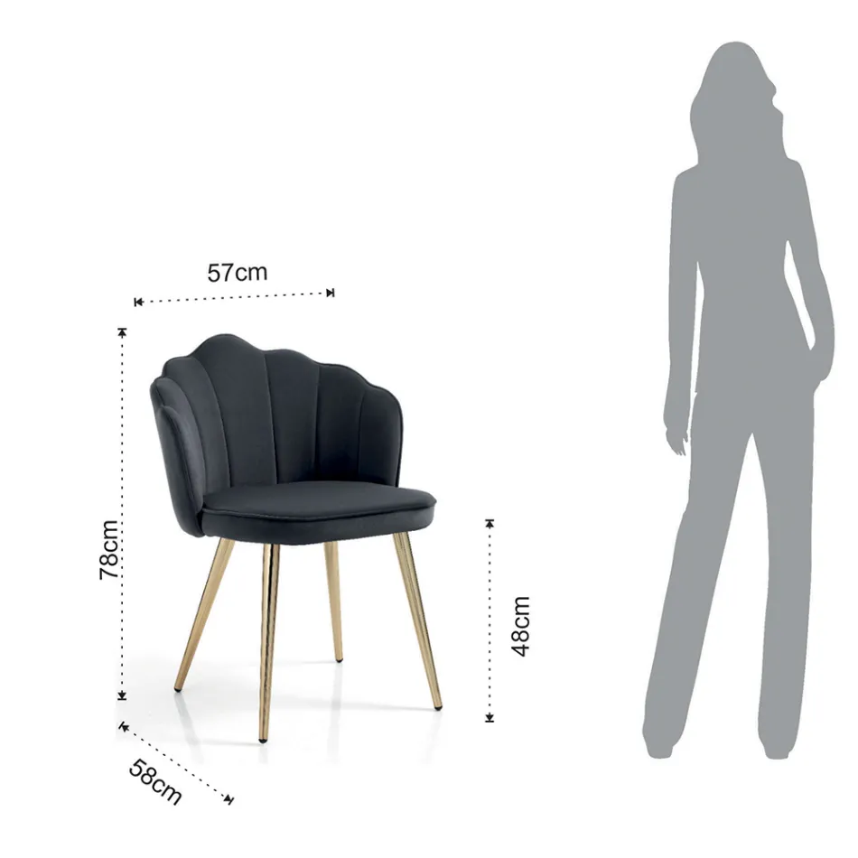 Spisestuestol i stof og metal guldfinish 4 stykker - raffineret Viadurini