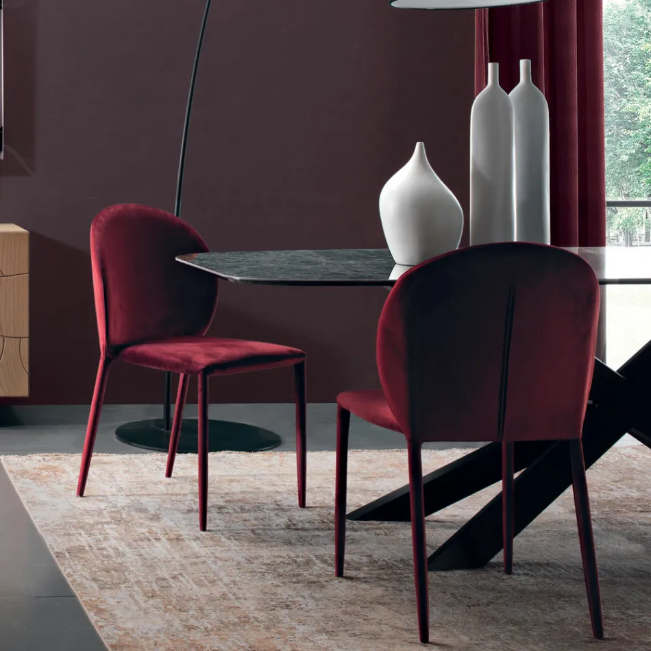 Spisestuestol betrukket med fløjl Made in Italy 4 stk - Victory Viadurini