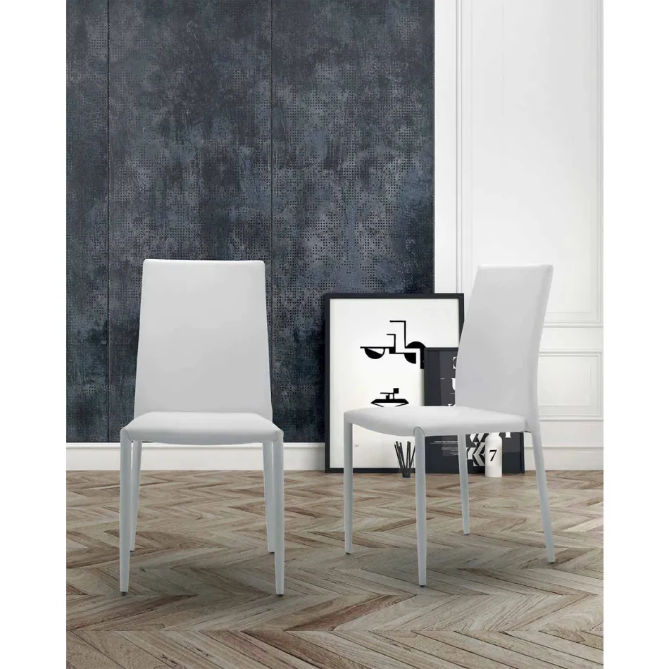 Stabelbar stuestol, polstret og betrukket med øko-læder – Monamour Viadurini