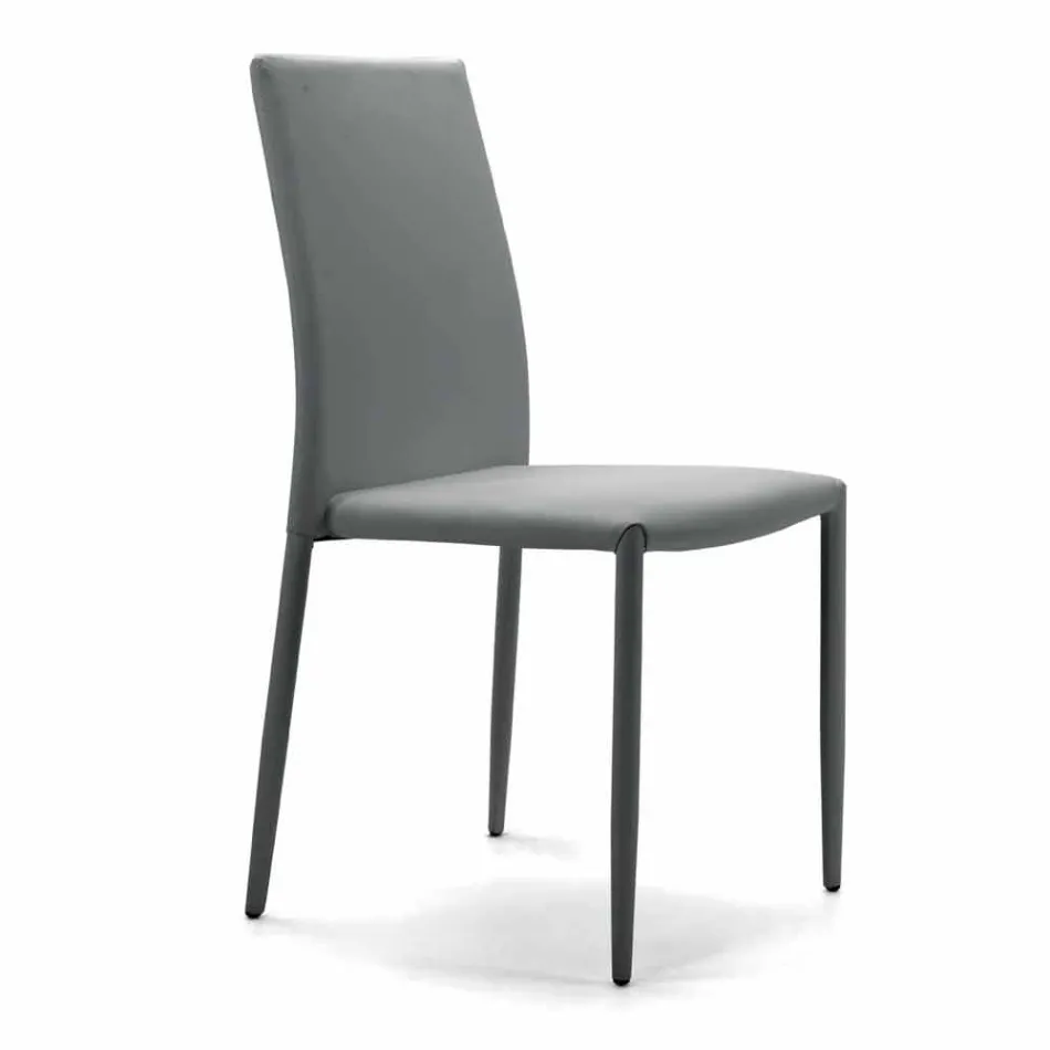 Stabelbar stuestol, polstret og betrukket med øko-læder – Monamour Viadurini