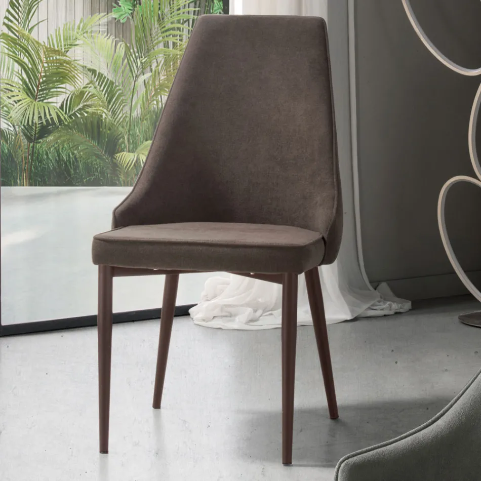 Stuestol i stof med formet og polstret sæde 4 stk - Isaak Viadurini