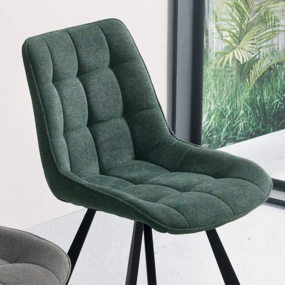 Stuestol i 4-delt ternet mønstret polstret stof - Raggia Viadurini