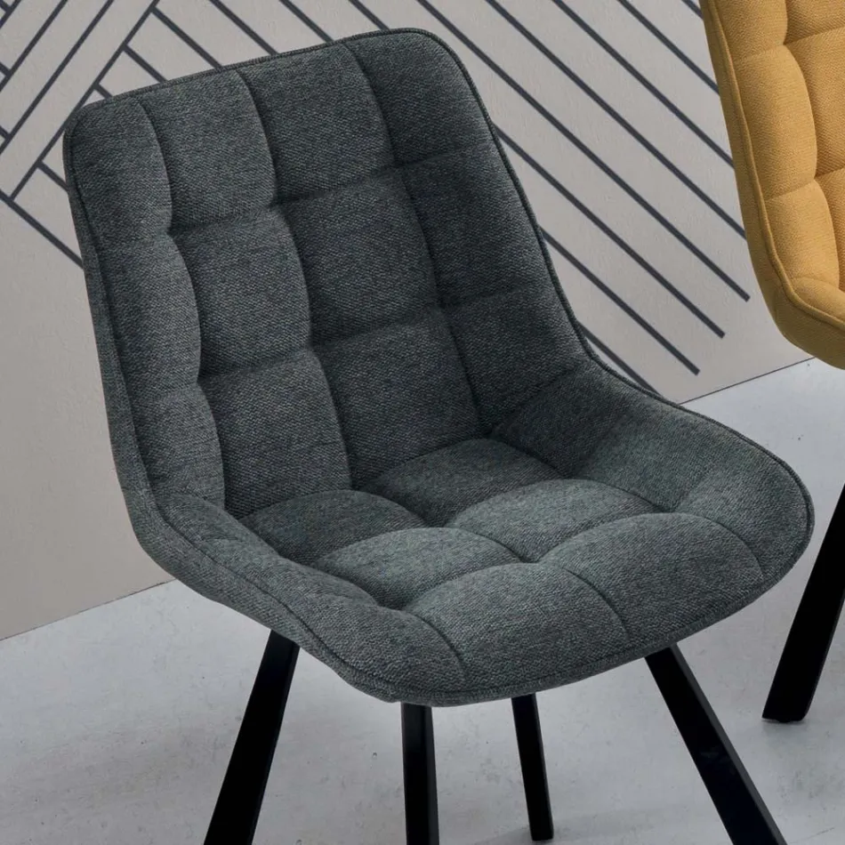 Stuestol i stof betrukket med ternet mønster 4 stk - Raggia Viadurini