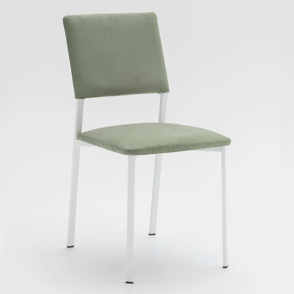 Metal stuestol og mikrofibersæde lavet i Italien, 2 stk - Fabiola Viadurini