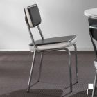 50'er stil stol i graffiti imiteret læder og Unica hvid kant Viadurini