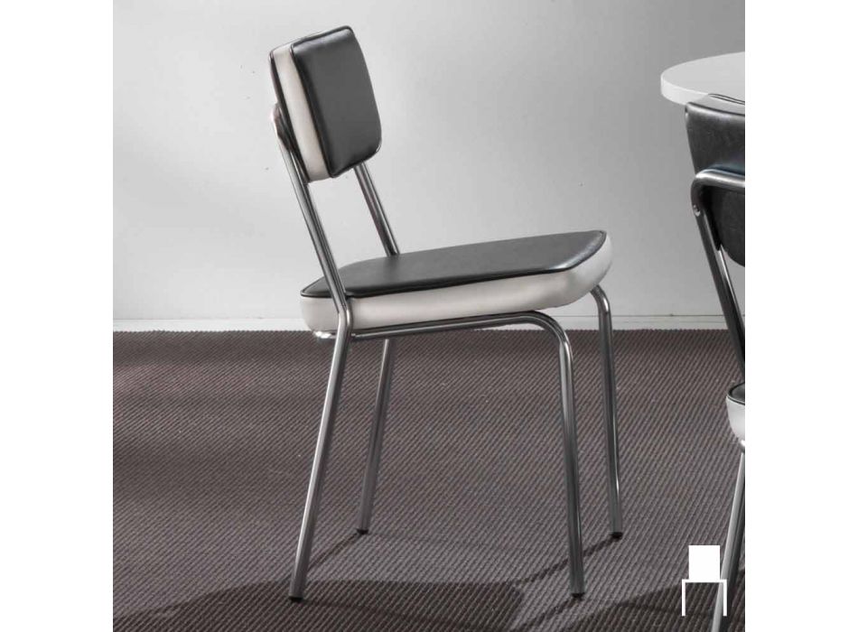 50'er stil stol i graffiti imiteret læder og Unica hvid kant Viadurini