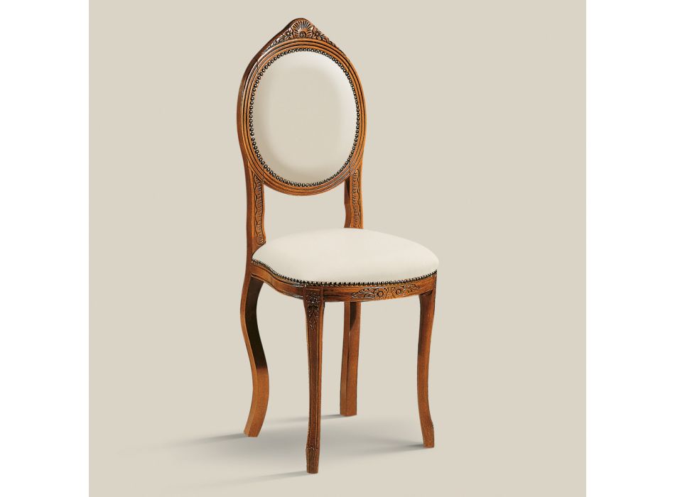 Klassisk stil stol i polstret valnøddetræ lavet i Italien - elegant Viadurini