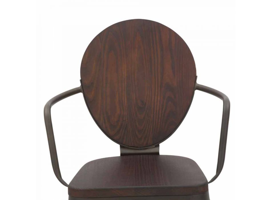 Industriel stil stol i moderne design i jern og træ, 2 stykker - Delia Viadurini