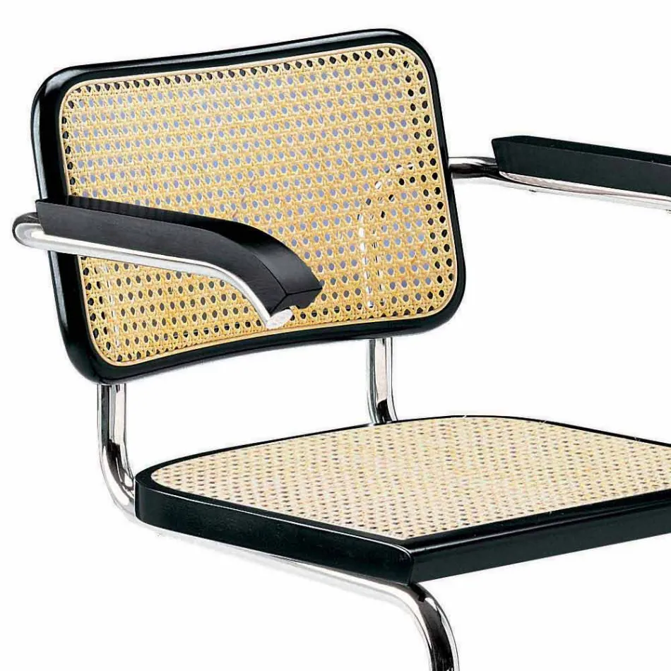 Halm kontorstol med stål og trækonstruktion fremstillet i Italien - Baviera Viadurini