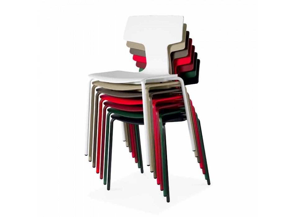 Udendørs stabelbare polypropylenstole fremstillet i Italien, 4 stykker - Claribel Viadurini