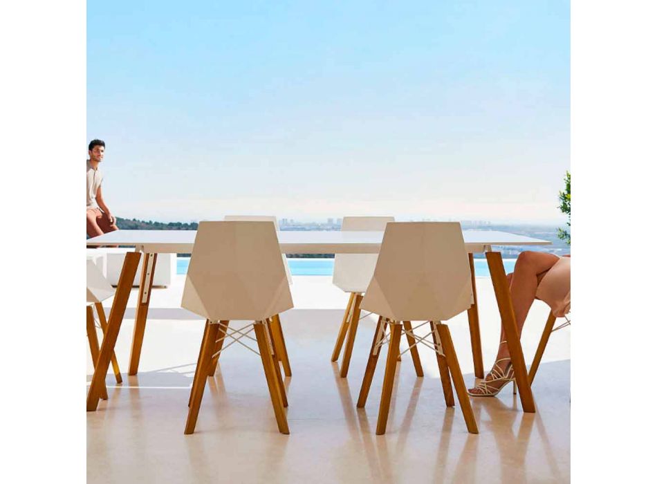 Stue eller køkkenstole i polypropylen og træ - Faz Wood af Vondom Viadurini