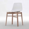 Moderne design 2 stykker stole af eg og hvid plast - Langoustine