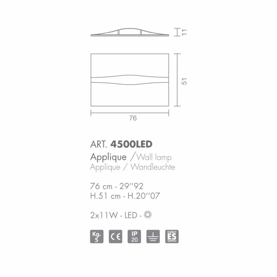 Selene Kunst &amp; Light applikationer med håndlavede tekstureret paneler Viadurini