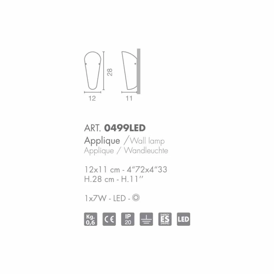 Selene Bloom applique glas håndlavet i Italien 12x11 H 28 cm Viadurini