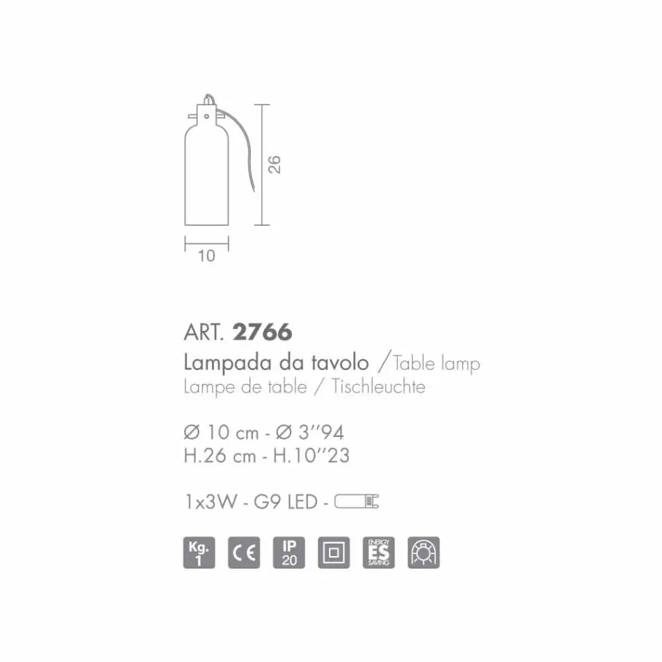 Selene Bossa Nova bordlampe Ø10 H 26cm i rav blæst glas Viadurini