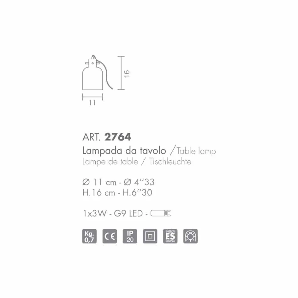 Selene Bossa Nova bordlampe Ø11 H16cm, blæst glas ametyst Viadurini