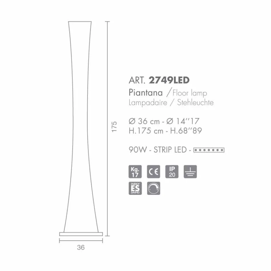 Selene Timeglas blæst glas standerlampe H175cm Ø36 Viadurini