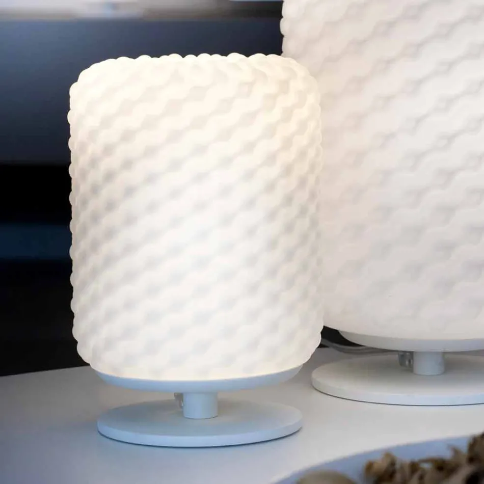 Selene Domino bordlampe Ø15 H22cm, blæst glas håndlavet Viadurini