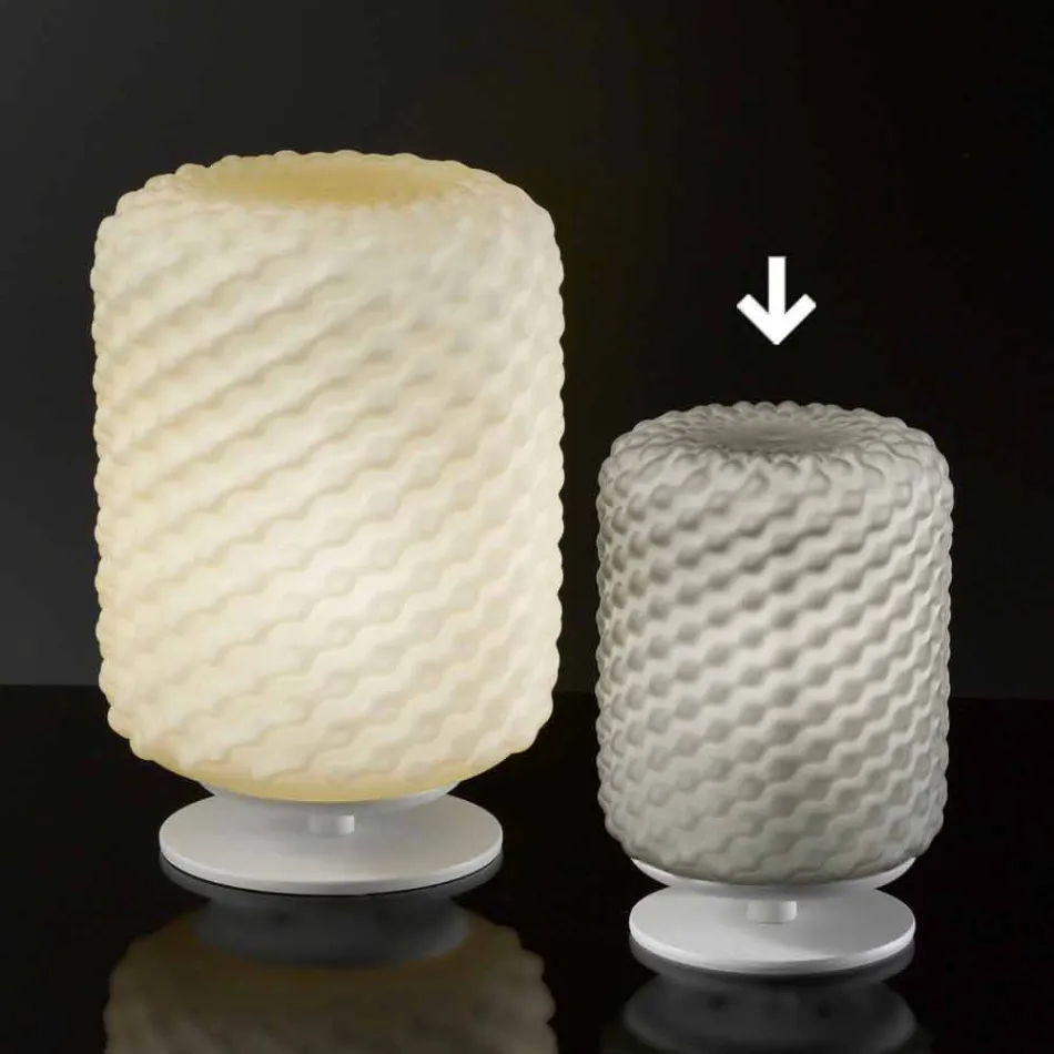 Selene Domino bordlampe Ø15 H22cm, blæst glas håndlavet Viadurini