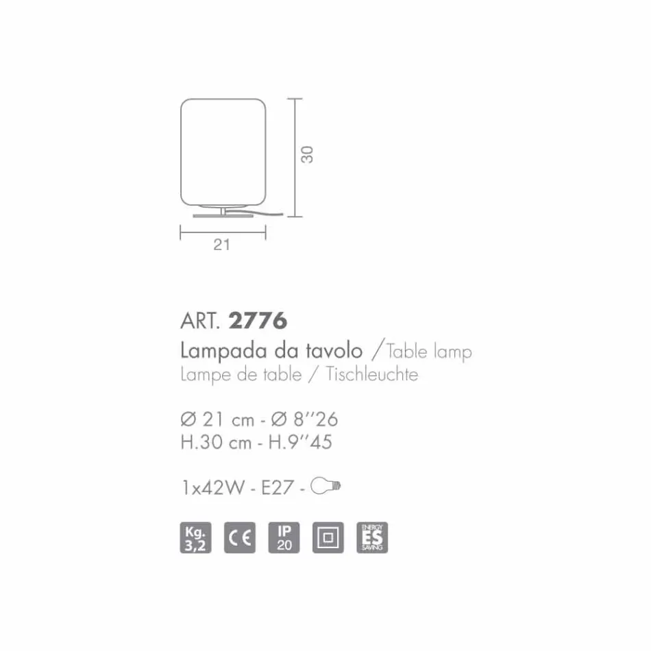 Selene Domino bordlampe o21 H30cm, blæst glas lavet i Italien Viadurini