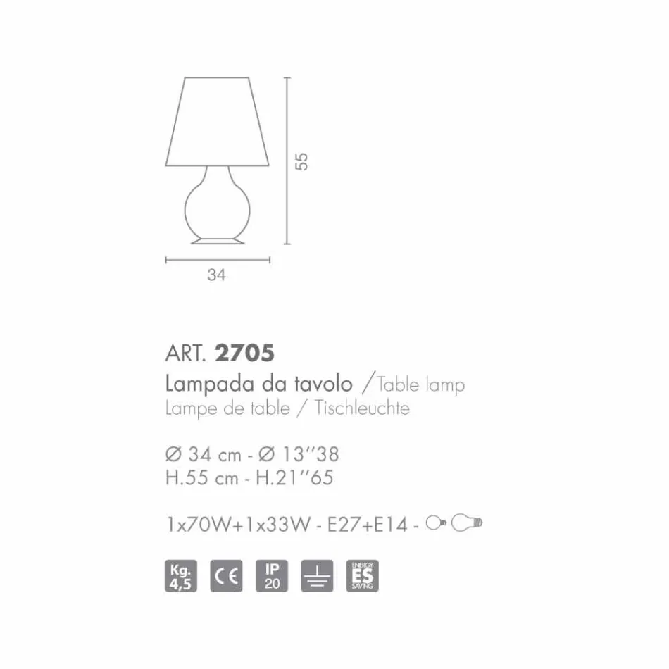 Selene Forever bordlampe i hvid blæst glas O34 H 55cm Viadurini