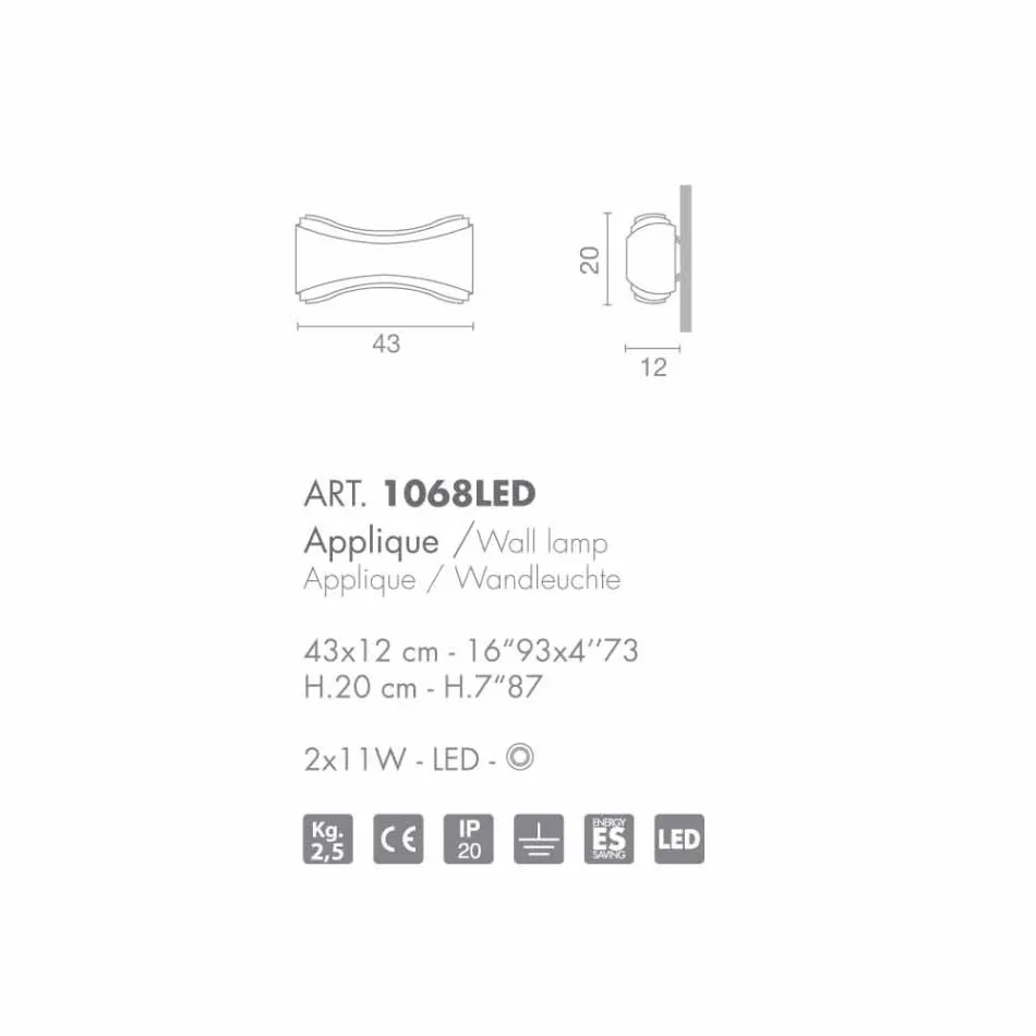 Selene Ionica Appliqué stål og glas håndlavet 43x12 H 20cm Viadurini