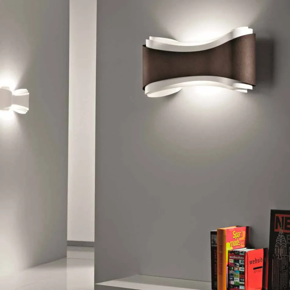 Selene Ionica væglampe fremstillet i Italien, 40x12H20cm, stål og glas Viadurini