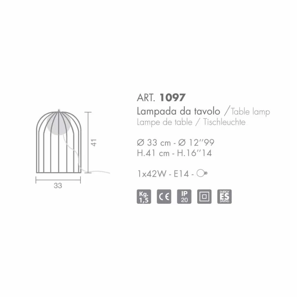 Selene Kluvì Moderne bordlampe i blæst glas Ø33 H41cm Viadurini