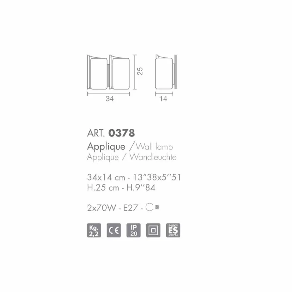 Selene Papiro applique satin glas 34x14 H25cm Made in Italy Viadurini