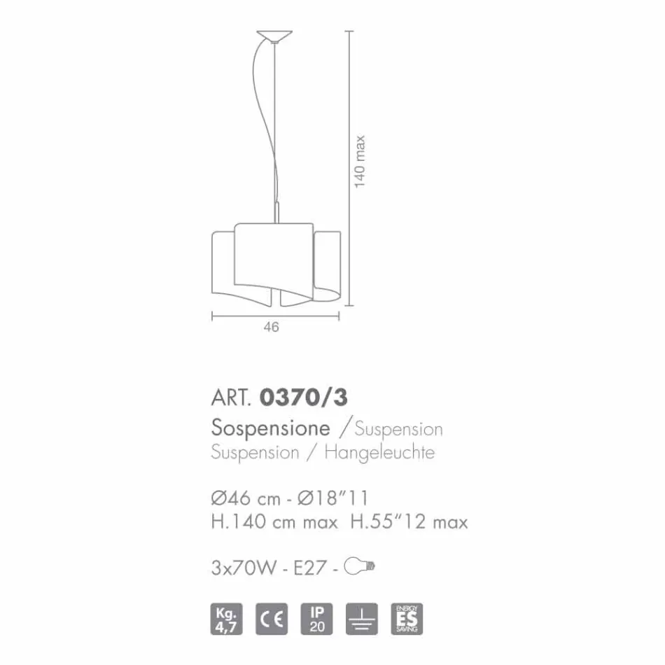 Selene Papiro suspension lampe fremstillet i Italien Ø46 x H 140 cm Viadurini
