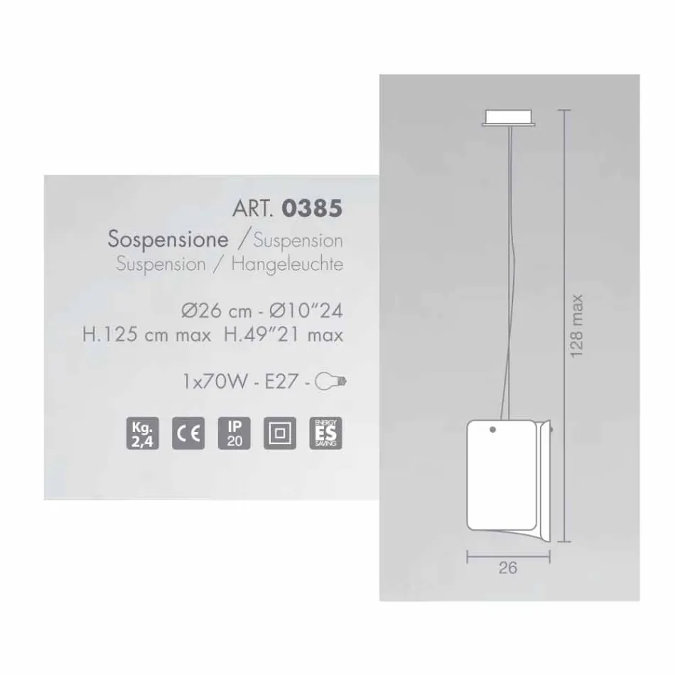 Selene Papyrus moderne krystal pendel Ø26 H 125cm Viadurini