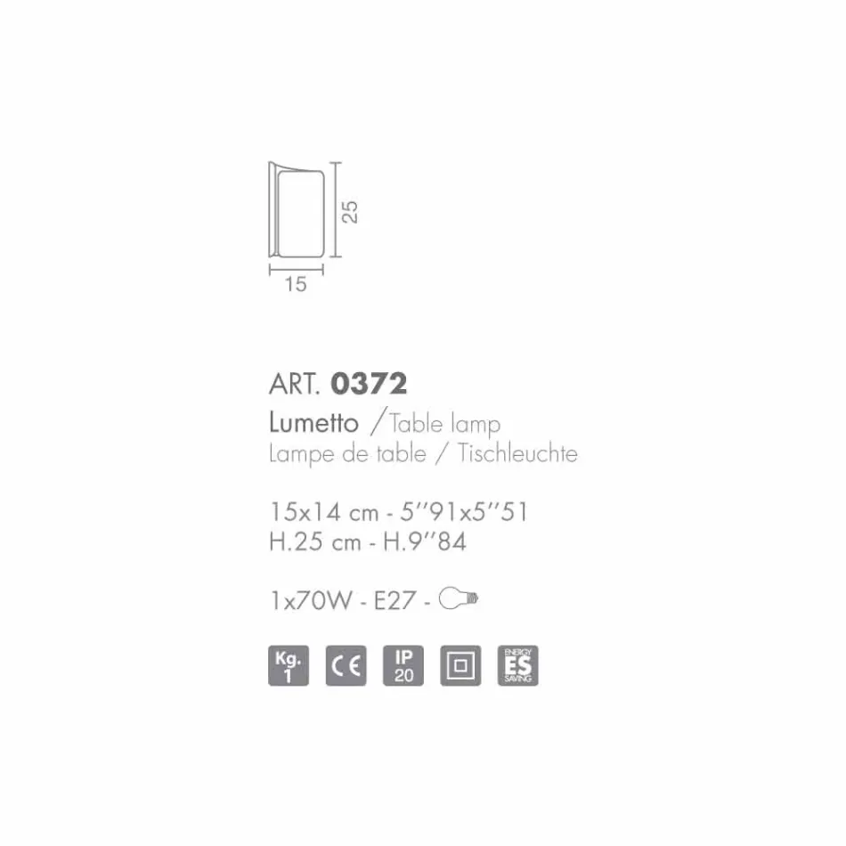 Selene Papiro bordlampe krystal lavet i Italien 15x14xH25cm Viadurini