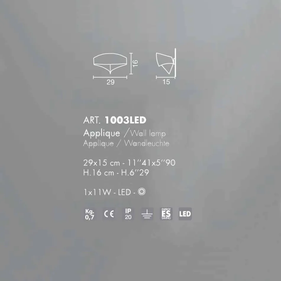 Selene væglampe Shield galvanisk moderne design, fremstillet i Italien Viadurini