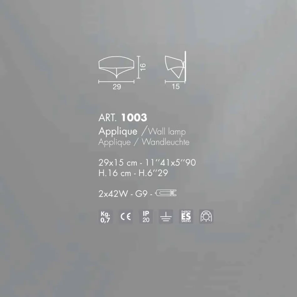 Selene moderne væglampe lavet i Italien Shield 29x15xH16 cm Viadurini