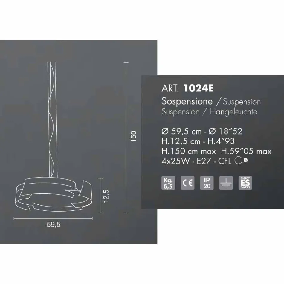 Selene Vultur pendel Ø59,5 H 12.5 / 150 cm lavet i Italien Viadurini