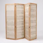 Udendørs skillevæg i teak, aluminium og rebvævning - Vision Viadurini