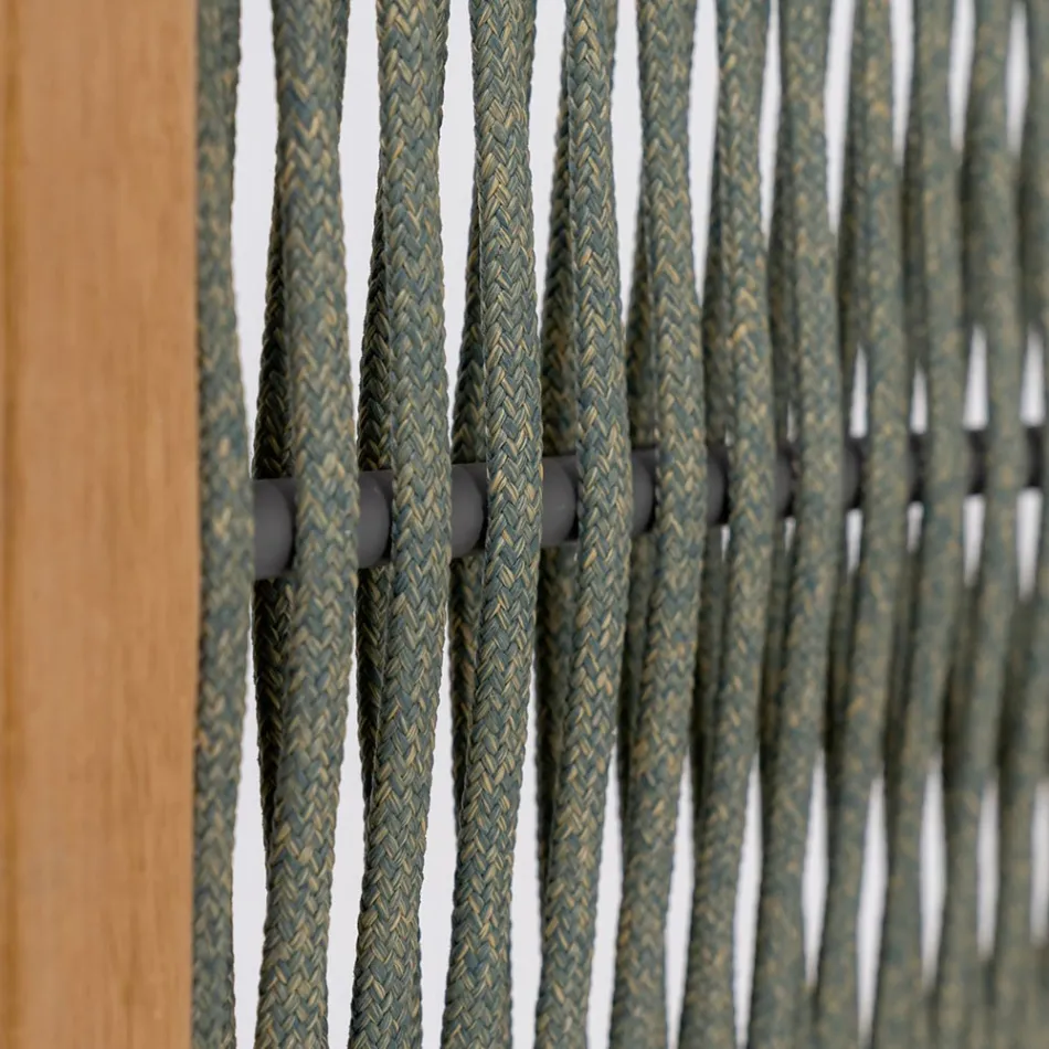 Udendørs skillevæg i teak, aluminium og rebvævning - Vision Viadurini