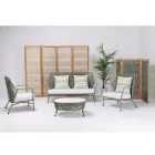 Udendørs skillevæg i teak, aluminium og rebvævning - Vision Viadurini