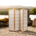 Udendørs skillevæg i teak, aluminium og rebvævning - Vision Viadurini