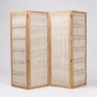 Udendørs skillevæg i teak, aluminium og rebvævning - Vision Viadurini