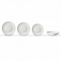 Sæt med 24 hvide porcelænsmiddelplader af klassisk design - Romilda