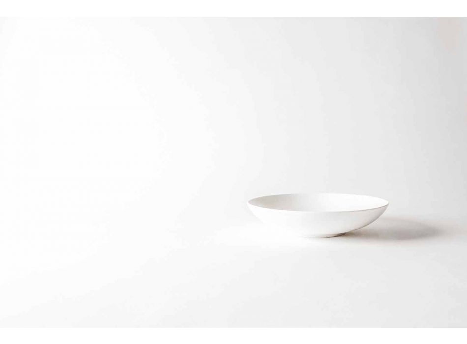 Sæt med 24 hvide porcelænsmiddelplader af klassisk design - Romilda Viadurini