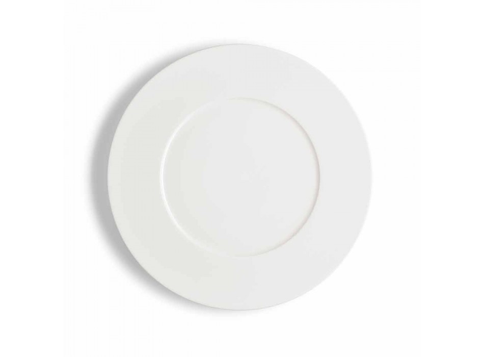 Service 24 moderne hvide middagsplader og 12 porcelænskopper - Monaco Viadurini