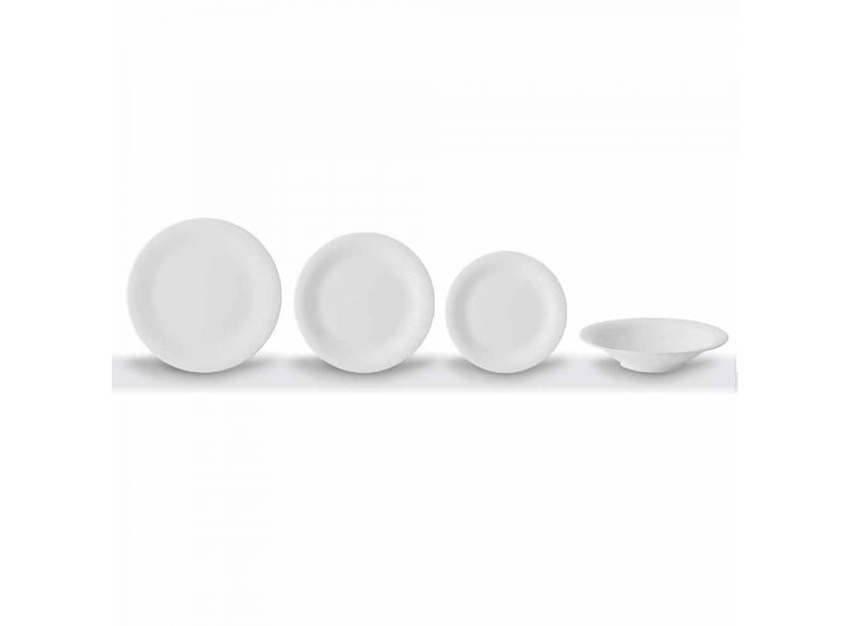 24 elegante middagsplader i hvidt porcelænsdesign - Doriana Viadurini