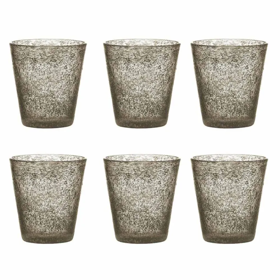 Sæt med 6 farvede blæst glasbriller med et moderne design - Pumba Viadurini