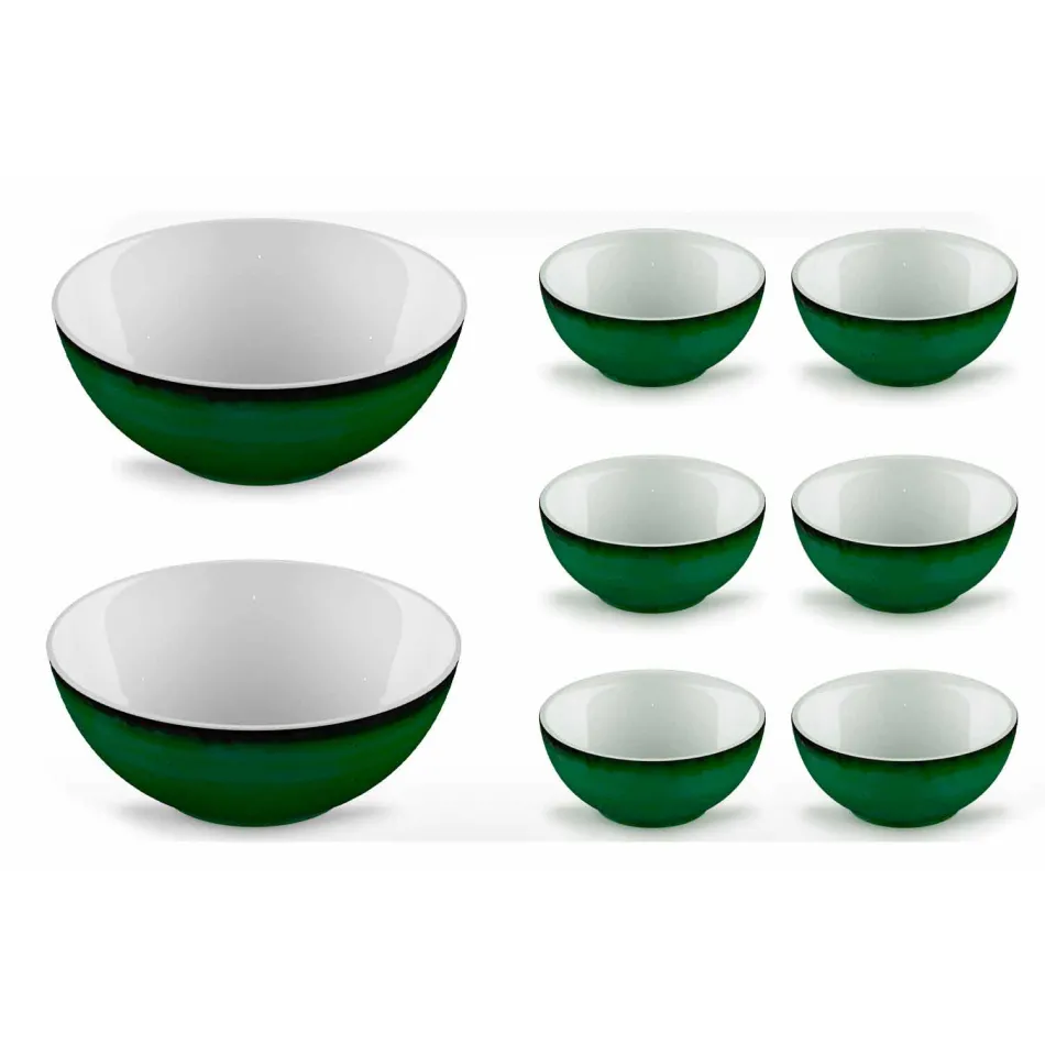 Service 6 isskåle og 2 skåle i farvet porcelæn - Rurolo Viadurini