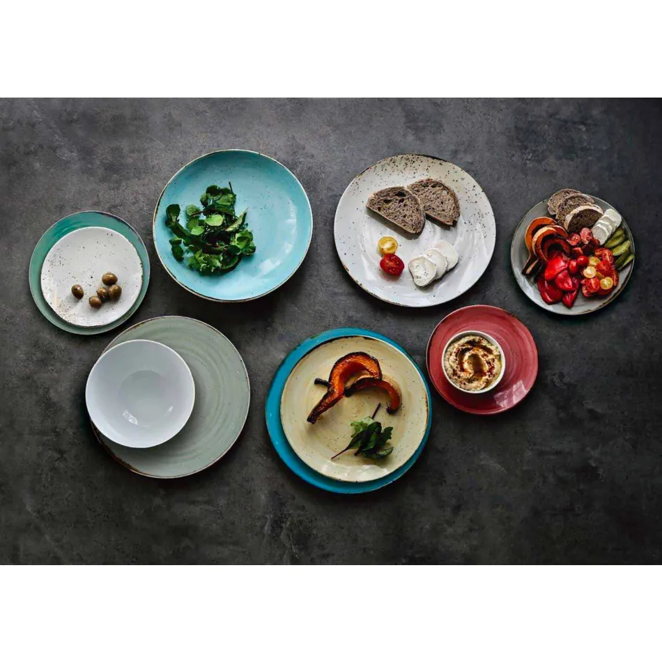 Service 6 isskåle og 2 skåle i farvet porcelæn - Rurolo Viadurini